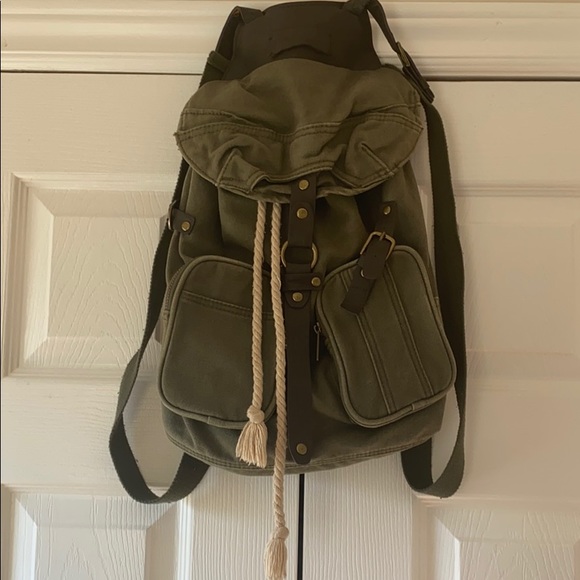 American Eagle Outfitters Handbags - Boho Canvas Army Green Backpack